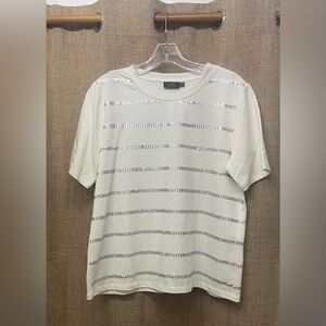Chic Women's Tee with Silver sequence Stripes